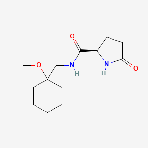 molecular formula C13H22N2O3 B7332578 (2R)-N-[(1-methoxycyclohexyl)methyl]-5-oxopyrrolidine-2-carboxamide 