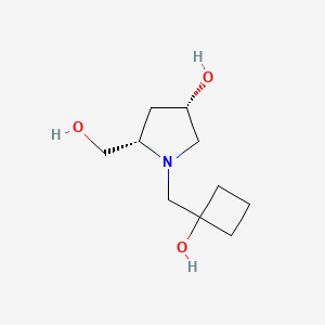 molecular formula C10H19NO3 B7332583 (3S,5S)-1-[(1-hydroxycyclobutyl)methyl]-5-(hydroxymethyl)pyrrolidin-3-ol 