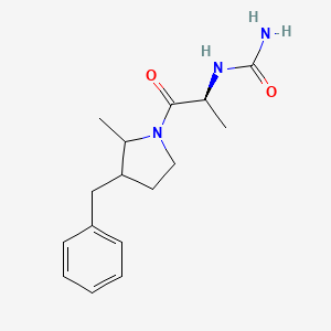 molecular formula C16H23N3O2 B7332589 [(2S)-1-(3-benzyl-2-methylpyrrolidin-1-yl)-1-oxopropan-2-yl]urea 