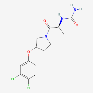 molecular formula C14H17Cl2N3O3 B7332602 [(2S)-1-[3-(3,4-dichlorophenoxy)pyrrolidin-1-yl]-1-oxopropan-2-yl]urea 