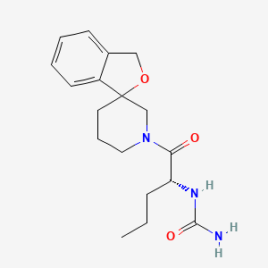 molecular formula C18H25N3O3 B7332610 [(2R)-1-oxo-1-spiro[1H-2-benzofuran-3,3'-piperidine]-1'-ylpentan-2-yl]urea 