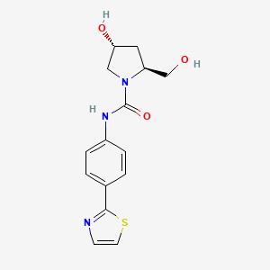 molecular formula C15H17N3O3S B7332628 (2S,4R)-4-hydroxy-2-(hydroxymethyl)-N-[4-(1,3-thiazol-2-yl)phenyl]pyrrolidine-1-carboxamide 