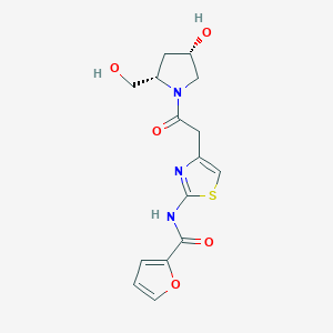 molecular formula C15H17N3O5S B7332634 N-[4-[2-[(2S,4S)-4-hydroxy-2-(hydroxymethyl)pyrrolidin-1-yl]-2-oxoethyl]-1,3-thiazol-2-yl]furan-2-carboxamide 