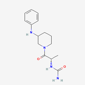 molecular formula C15H22N4O2 B7332674 [(2S)-1-(3-anilinopiperidin-1-yl)-1-oxopropan-2-yl]urea 