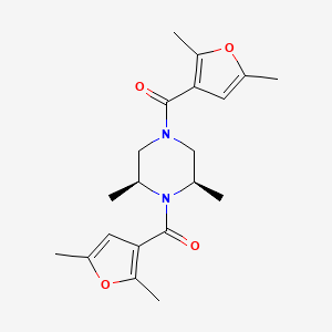 molecular formula C20H26N2O4 B7332716 [(3R,5S)-4-(2,5-dimethylfuran-3-carbonyl)-3,5-dimethylpiperazin-1-yl]-(2,5-dimethylfuran-3-yl)methanone 