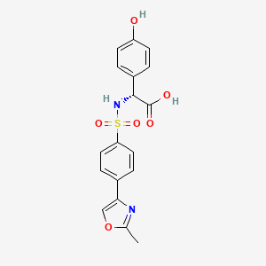 (2R)-2-(4-hydroxyphenyl)-2-[[4-(2-methyl-1,3-oxazol-4-yl)phenyl]sulfonylamino]acetic acid