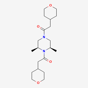 molecular formula C20H34N2O4 B7332728 1-[(3R,5S)-3,5-dimethyl-4-[2-(oxan-4-yl)acetyl]piperazin-1-yl]-2-(oxan-4-yl)ethanone 