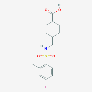 molecular formula C15H20FNO4S B7332740 4-[[(4-Fluoro-2-methylphenyl)sulfonylamino]methyl]cyclohexane-1-carboxylic acid 