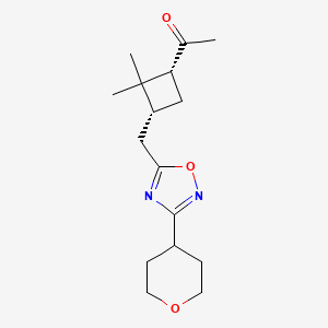 1-[(1R,3R)-2,2-dimethyl-3-[[3-(oxan-4-yl)-1,2,4-oxadiazol-5-yl]methyl]cyclobutyl]ethanone