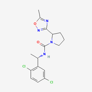 molecular formula C16H18Cl2N4O2 B7332901 N-[(1S)-1-(2,5-dichlorophenyl)ethyl]-2-(5-methyl-1,2,4-oxadiazol-3-yl)pyrrolidine-1-carboxamide 