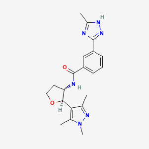 molecular formula C20H24N6O2 B7332908 3-(5-methyl-1H-1,2,4-triazol-3-yl)-N-[(2R,3S)-2-(1,3,5-trimethylpyrazol-4-yl)oxolan-3-yl]benzamide 