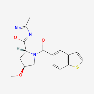 molecular formula C17H17N3O3S B7332941 1-benzothiophen-5-yl-[(2R,4S)-4-methoxy-2-(3-methyl-1,2,4-oxadiazol-5-yl)pyrrolidin-1-yl]methanone 