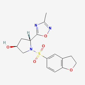 (3S,5R)-1-(2,3-dihydro-1-benzofuran-5-ylsulfonyl)-5-(3-methyl-1,2,4-oxadiazol-5-yl)pyrrolidin-3-ol