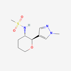 molecular formula C10H17N3O3S B7332966 N-[(2R,3S)-2-(1-methylpyrazol-4-yl)oxan-3-yl]methanesulfonamide 