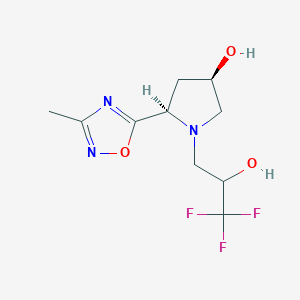 molecular formula C10H14F3N3O3 B7332969 (3R,5R)-5-(3-methyl-1,2,4-oxadiazol-5-yl)-1-(3,3,3-trifluoro-2-hydroxypropyl)pyrrolidin-3-ol 