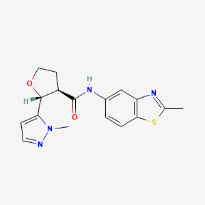 molecular formula C17H18N4O2S B7332972 (2R,3R)-N-(2-methyl-1,3-benzothiazol-5-yl)-2-(2-methylpyrazol-3-yl)oxolane-3-carboxamide 