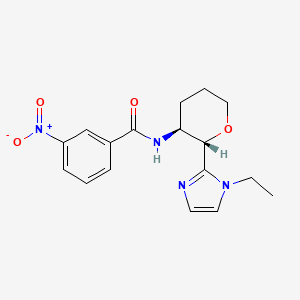 molecular formula C17H20N4O4 B7332992 N-[(2S,3S)-2-(1-ethylimidazol-2-yl)oxan-3-yl]-3-nitrobenzamide 