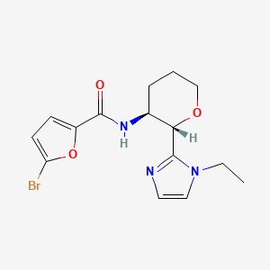 molecular formula C15H18BrN3O3 B7332997 5-bromo-N-[(2S,3S)-2-(1-ethylimidazol-2-yl)oxan-3-yl]furan-2-carboxamide 