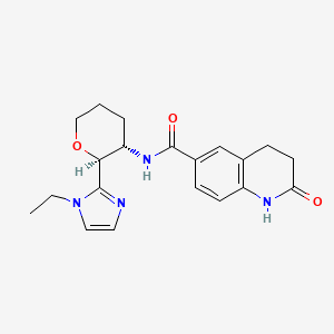 molecular formula C20H24N4O3 B7333001 N-[(2S,3S)-2-(1-ethylimidazol-2-yl)oxan-3-yl]-2-oxo-3,4-dihydro-1H-quinoline-6-carboxamide 