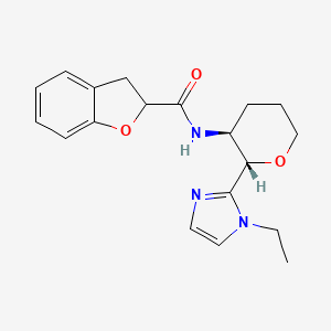 molecular formula C19H23N3O3 B7333021 N-[(2S,3S)-2-(1-ethylimidazol-2-yl)oxan-3-yl]-2,3-dihydro-1-benzofuran-2-carboxamide 