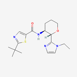 molecular formula C18H26N4O2S B7333027 2-tert-butyl-N-[(2S,3S)-2-(1-ethylimidazol-2-yl)oxan-3-yl]-1,3-thiazole-5-carboxamide 