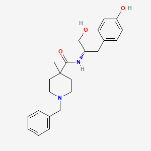 molecular formula C23H30N2O3 B7333047 1-benzyl-N-[(2S)-1-hydroxy-3-(4-hydroxyphenyl)propan-2-yl]-4-methylpiperidine-4-carboxamide 