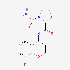 molecular formula C15H18FN3O3 B7333097 (2S)-2-N-[(4S)-8-fluoro-3,4-dihydro-2H-chromen-4-yl]pyrrolidine-1,2-dicarboxamide 