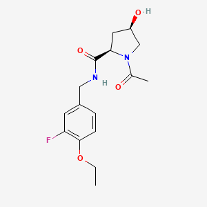 molecular formula C16H21FN2O4 B7333203 (2R,4R)-1-acetyl-N-[(4-ethoxy-3-fluorophenyl)methyl]-4-hydroxypyrrolidine-2-carboxamide 