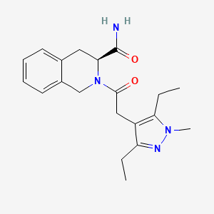 molecular formula C20H26N4O2 B7333238 (3S)-2-[2-(3,5-diethyl-1-methylpyrazol-4-yl)acetyl]-3,4-dihydro-1H-isoquinoline-3-carboxamide 