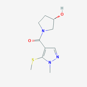 molecular formula C10H15N3O2S B7333266 [(3S)-3-hydroxypyrrolidin-1-yl]-(1-methyl-5-methylsulfanylpyrazol-4-yl)methanone 