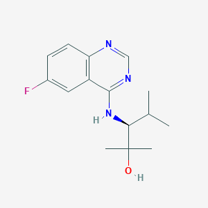 molecular formula C15H20FN3O B7333278 (3S)-3-[(6-fluoroquinazolin-4-yl)amino]-2,4-dimethylpentan-2-ol 