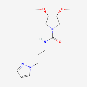 molecular formula C13H22N4O3 B7333397 (3R,4S)-3,4-dimethoxy-N-(3-pyrazol-1-ylpropyl)pyrrolidine-1-carboxamide 