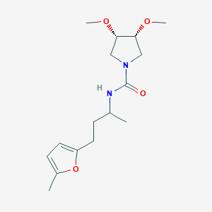 molecular formula C16H26N2O4 B7333416 (3R,4S)-3,4-dimethoxy-N-[4-(5-methylfuran-2-yl)butan-2-yl]pyrrolidine-1-carboxamide 