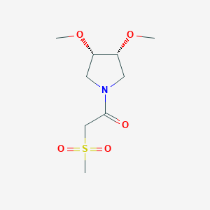 molecular formula C9H17NO5S B7333462 1-[(3R,4S)-3,4-dimethoxypyrrolidin-1-yl]-2-methylsulfonylethanone 