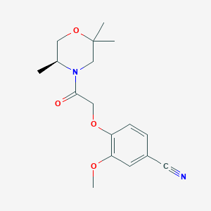 molecular formula C17H22N2O4 B7333488 3-methoxy-4-[2-oxo-2-[(5S)-2,2,5-trimethylmorpholin-4-yl]ethoxy]benzonitrile 