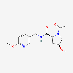 molecular formula C14H19N3O4 B7333559 (2R,4S)-1-acetyl-4-hydroxy-N-[(6-methoxypyridin-3-yl)methyl]pyrrolidine-2-carboxamide 