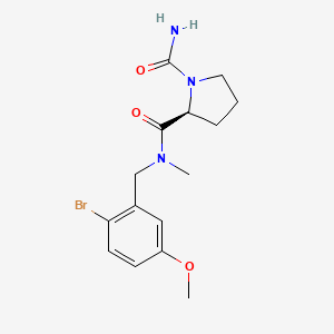 molecular formula C15H20BrN3O3 B7333567 (2S)-2-N-[(2-bromo-5-methoxyphenyl)methyl]-2-N-methylpyrrolidine-1,2-dicarboxamide 