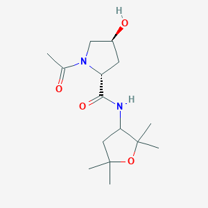 molecular formula C15H26N2O4 B7333589 (2R,4S)-1-acetyl-4-hydroxy-N-(2,2,5,5-tetramethyloxolan-3-yl)pyrrolidine-2-carboxamide 