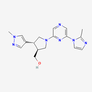 molecular formula C17H21N7O B7333639 [(3S,4R)-1-[6-(2-methylimidazol-1-yl)pyrazin-2-yl]-4-(1-methylpyrazol-4-yl)pyrrolidin-3-yl]methanol 