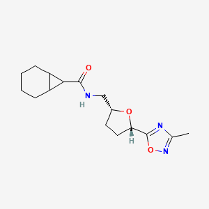 molecular formula C16H23N3O3 B7333701 N-[[(2R,5S)-5-(3-methyl-1,2,4-oxadiazol-5-yl)oxolan-2-yl]methyl]bicyclo[4.1.0]heptane-7-carboxamide 