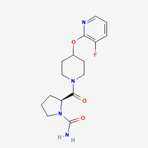 molecular formula C16H21FN4O3 B7333703 (2S)-2-[4-(3-fluoropyridin-2-yl)oxypiperidine-1-carbonyl]pyrrolidine-1-carboxamide 