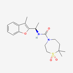 molecular formula C19H26N2O4S B7333704 7,7-dimethyl-N-[(1R)-1-(3-methyl-1-benzofuran-2-yl)ethyl]-1,1-dioxo-1,4-thiazepane-4-carboxamide 