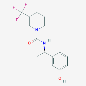 molecular formula C15H19F3N2O2 B7333731 N-[(1S)-1-(3-hydroxyphenyl)ethyl]-3-(trifluoromethyl)piperidine-1-carboxamide 