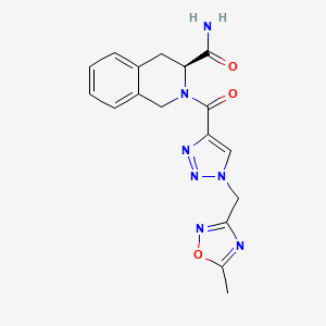 molecular formula C17H17N7O3 B7333804 (3S)-2-[1-[(5-methyl-1,2,4-oxadiazol-3-yl)methyl]triazole-4-carbonyl]-3,4-dihydro-1H-isoquinoline-3-carboxamide 