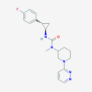 molecular formula C20H24FN5O B7333896 3-[(1R,2S)-2-(4-fluorophenyl)cyclopropyl]-1-methyl-1-(1-pyridazin-3-ylpiperidin-3-yl)urea 