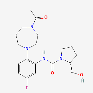 molecular formula C19H27FN4O3 B7333939 (2R)-N-[2-(4-acetyl-1,4-diazepan-1-yl)-5-fluorophenyl]-2-(hydroxymethyl)pyrrolidine-1-carboxamide 