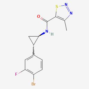 molecular formula C13H11BrFN3OS B7334005 N-[(1R,2S)-2-(4-bromo-3-fluorophenyl)cyclopropyl]-4-methylthiadiazole-5-carboxamide 