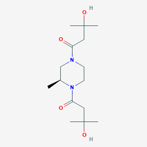 molecular formula C15H28N2O4 B7334010 3-hydroxy-1-[(3S)-4-(3-hydroxy-3-methylbutanoyl)-3-methylpiperazin-1-yl]-3-methylbutan-1-one 