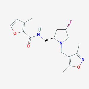 molecular formula C17H22FN3O3 B7334046 N-[[(2S,4S)-1-[(3,5-dimethyl-1,2-oxazol-4-yl)methyl]-4-fluoropyrrolidin-2-yl]methyl]-3-methylfuran-2-carboxamide 