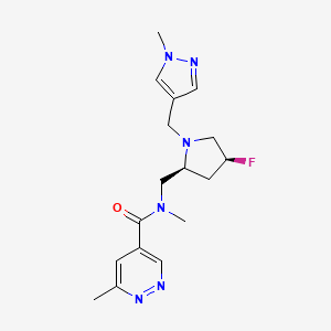 N-[[(2S,4S)-4-fluoro-1-[(1-methylpyrazol-4-yl)methyl]pyrrolidin-2-yl]methyl]-N,6-dimethylpyridazine-4-carboxamide